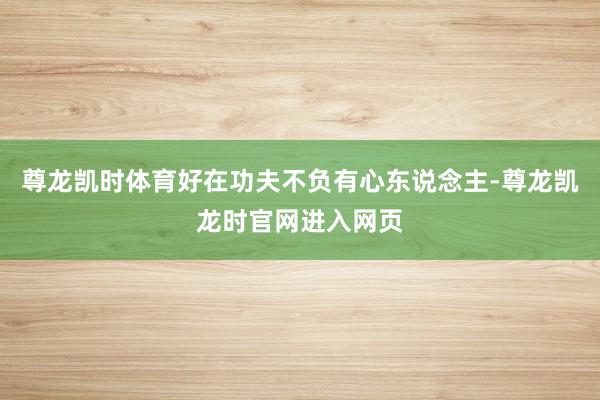 尊龙凯时体育好在功夫不负有心东说念主-尊龙凯龙时官网进入网页