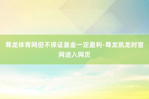 尊龙体育网但不保证基金一定盈利-尊龙凯龙时官网进入网页