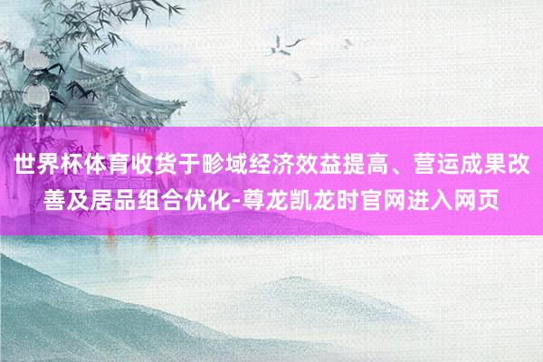 世界杯体育收货于畛域经济效益提高、营运成果改善及居品组合优化-尊龙凯龙时官网进入网页